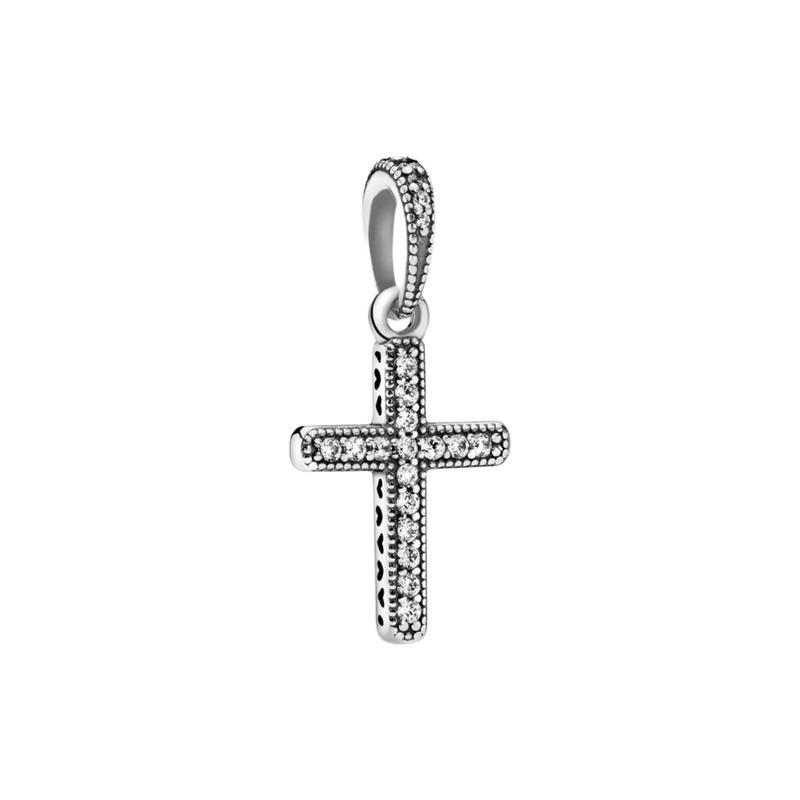 Pandora Classic Cross Charm 925 Silver Necklace/Pendant Women s 397571CZ серебряный