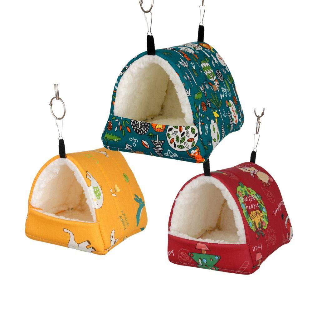 Animal Pattern Hamster Cotton Nest Soft Hamster Sleeping Bed Parrot Hanging Tent  for Pet Cage