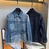 Spring and Autumn New Japanese Retro Denim Jacket for Men, Loose Fit with Heavy-Duty Distressed Wash, Versatile Workwear Coat, Trendy
