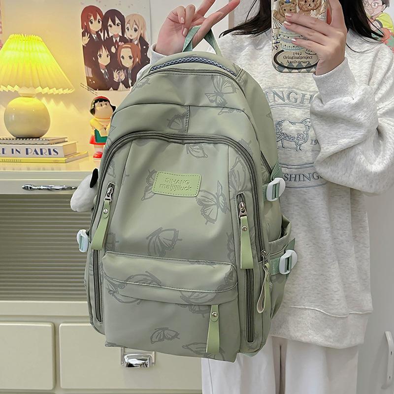 

High Value, Small and Fresh Backpack, Girls Lightweight and Large Capacity, Junior High School Students Schoolbags, Trendy and Cool Casual Backpacks single bag зелений