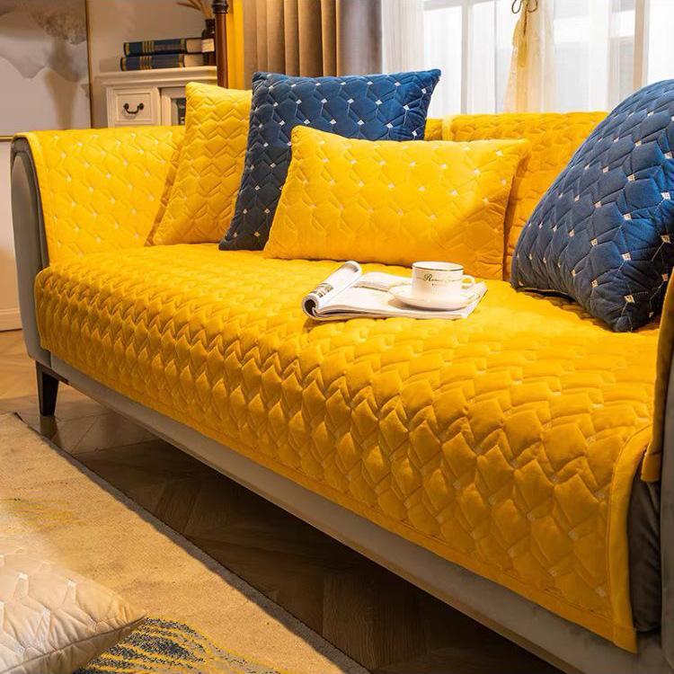 Moderne lys luksus sofa pute stoff massivt tre Sklisikker ensfarge brodert skinn Sofa trekk Pute