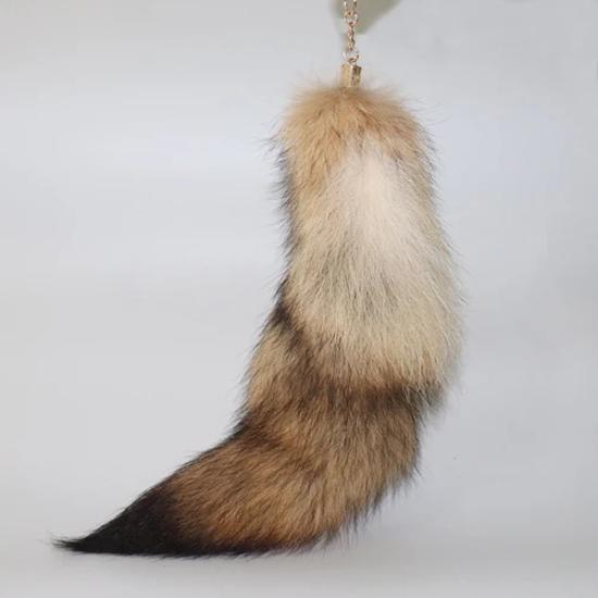 Handmade Natural Fox Skin Keychain, 40 Centimeters Long, Handbag Keychain, Backpack, Handbag/shoes/hat/charming Jewelry with Tassels for Cars