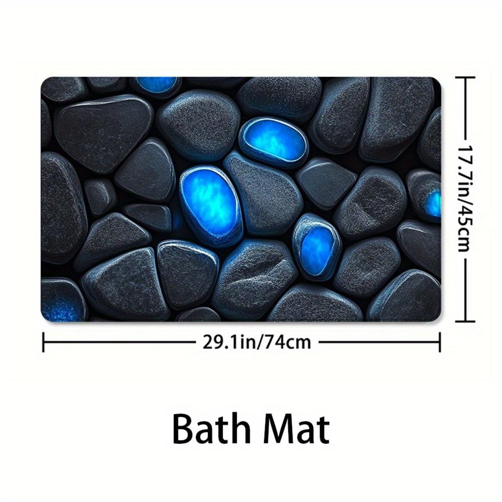 1/4Pcs Bathroom Shower Curtain Set  Blue Glow Stone Print Bathroom Curtain With 12 Hooks Non Slip Rugs Toilet Cover Mat Bathroom Partition