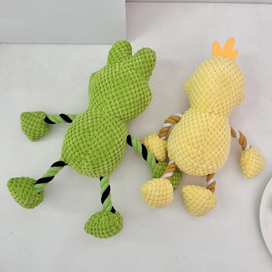 Pet Toy Cartoon Duck Frog Design Dog Chew Toy with Sound Feature Bite-Resistant Tug-of-War Interactive Teeth Grinding Dog Toy