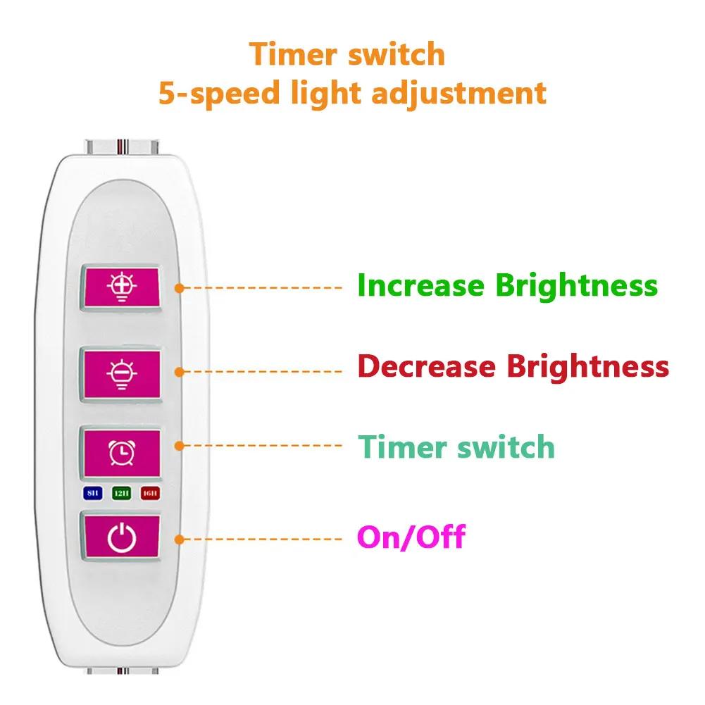 1-4Heads Full Spectrum Grow Lights USB Under Cabinet Grow Lamp with Timer Plant Grow LED Light Dimmable for Indoor Plants
