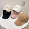 Winter Letter Embroidered Plush Warm Baseball Cap for Women's Winter Fashion Couple Duck Tongue Hat