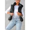 Women's Loose Fit Short Hooded Puffer Vest Sleeveless Zip Up Padded Gilet With Side Pockets For Fall Winter