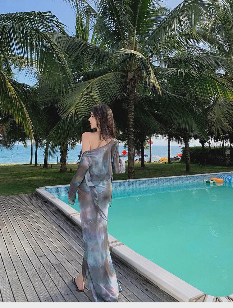 2024 Women's Sexy Slimming Bikini Set: 4-Piece, Long Skirt, European & American Style, Perfect for Vacation