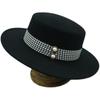 French Vintage British Versatile Thousand Birds Black Camel Red Wool Flat Top Hat Female Autumn And Winter Celebrity Felt