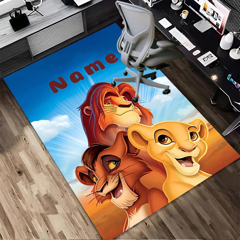 Custom Name Lion Cub Name Living Room Non-Slip Area Rug Soft Carpet for Bedroom Kids Playroom Sofa Office Home Decor Doormat