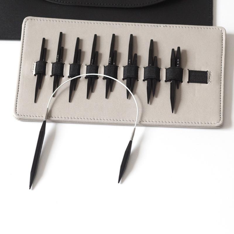 J0MC Round Knitting Needle 3.0mm-6.0mm Circular Knitting Needle Set with Accessories