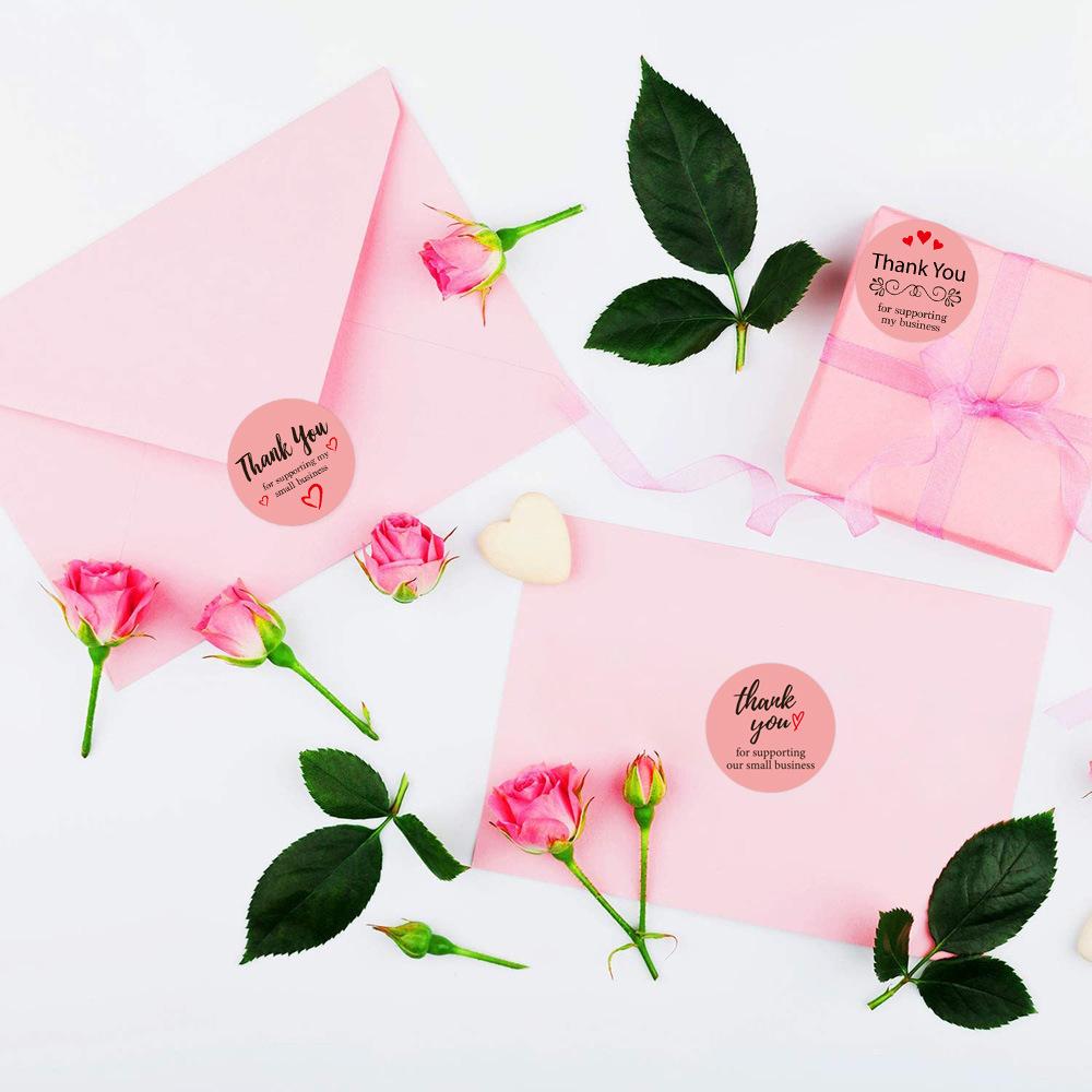 500 Stück rosa Papieretiketten-Aufkleber, Folie, Dankeschön-Hochzeitsaufkleber, Scrapbooking, 2,5 cm Umschlagsiegel, handgefertigte Schreibwarenaufkleber
