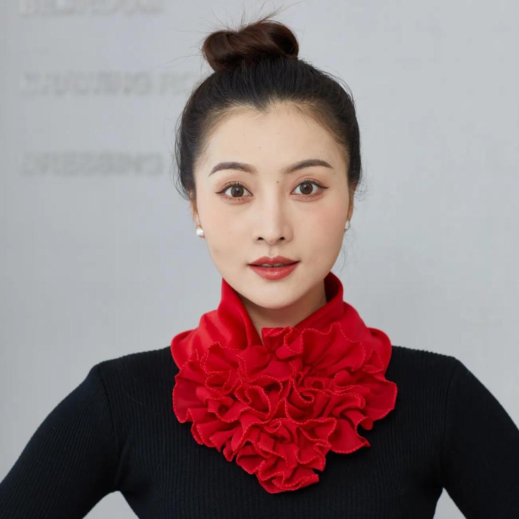 Damen Farbiger Latzkragen Plus Samt Dicker Blumenkragen Mode Nackenschutz Falscher Kragen