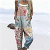 Women's Sleeveless Mid Rise 3D Digital Print Loose Casual Overalls Jumpsuit For Summer