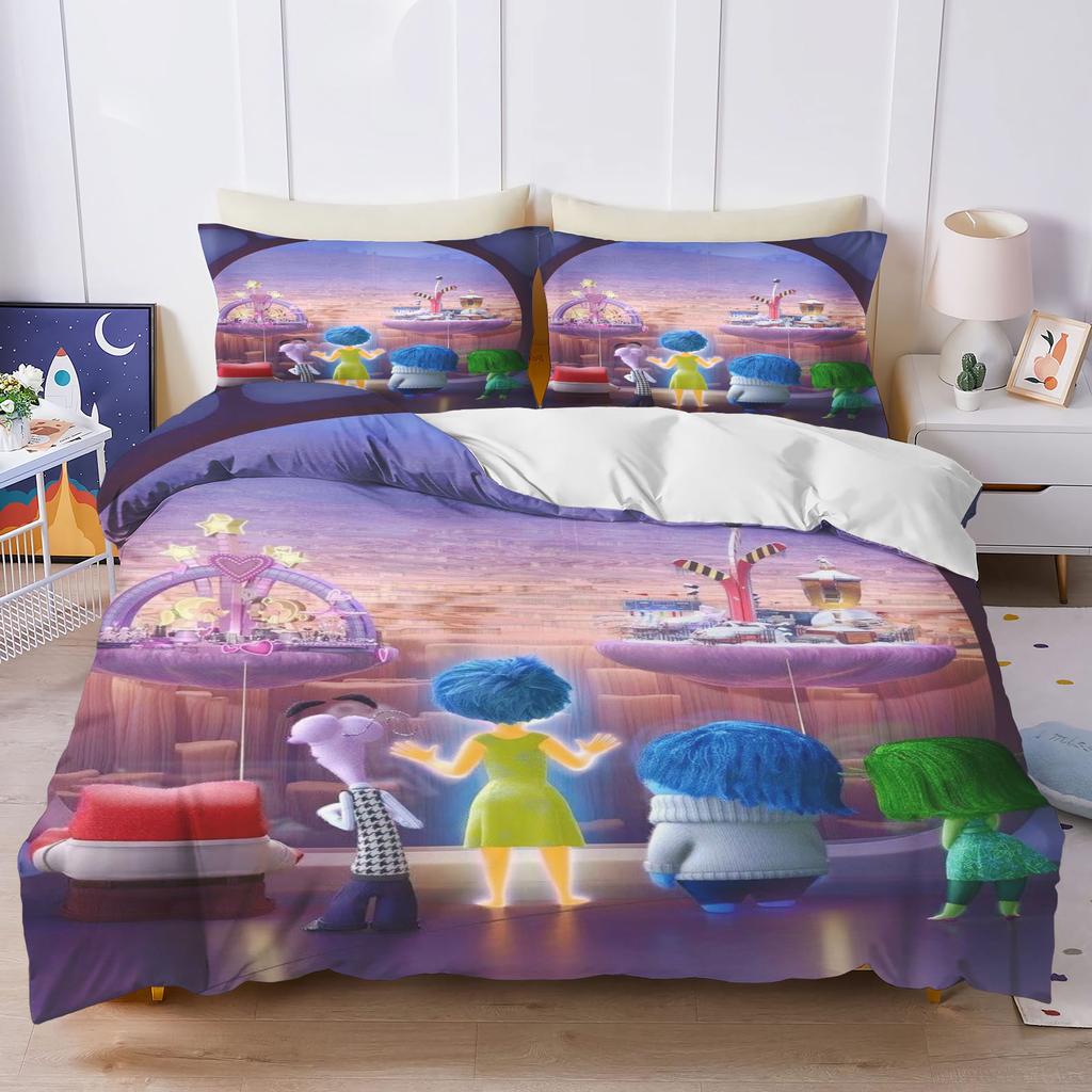 Inside Out Anime Home Bedroom Comforte Nordic polyester material suitable for children and adults 3-piece set