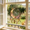 Stained Glass Window Hanging,Crescents Moon Suncatchers with Florals for Door Home Decors Moon Suncatchers Birthday Gift