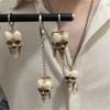 Unisex Skull Accessory Set Skull Necklace Stylish Keychain Drop Earrings Skull Jewelry Set Resin Texture for Halloween