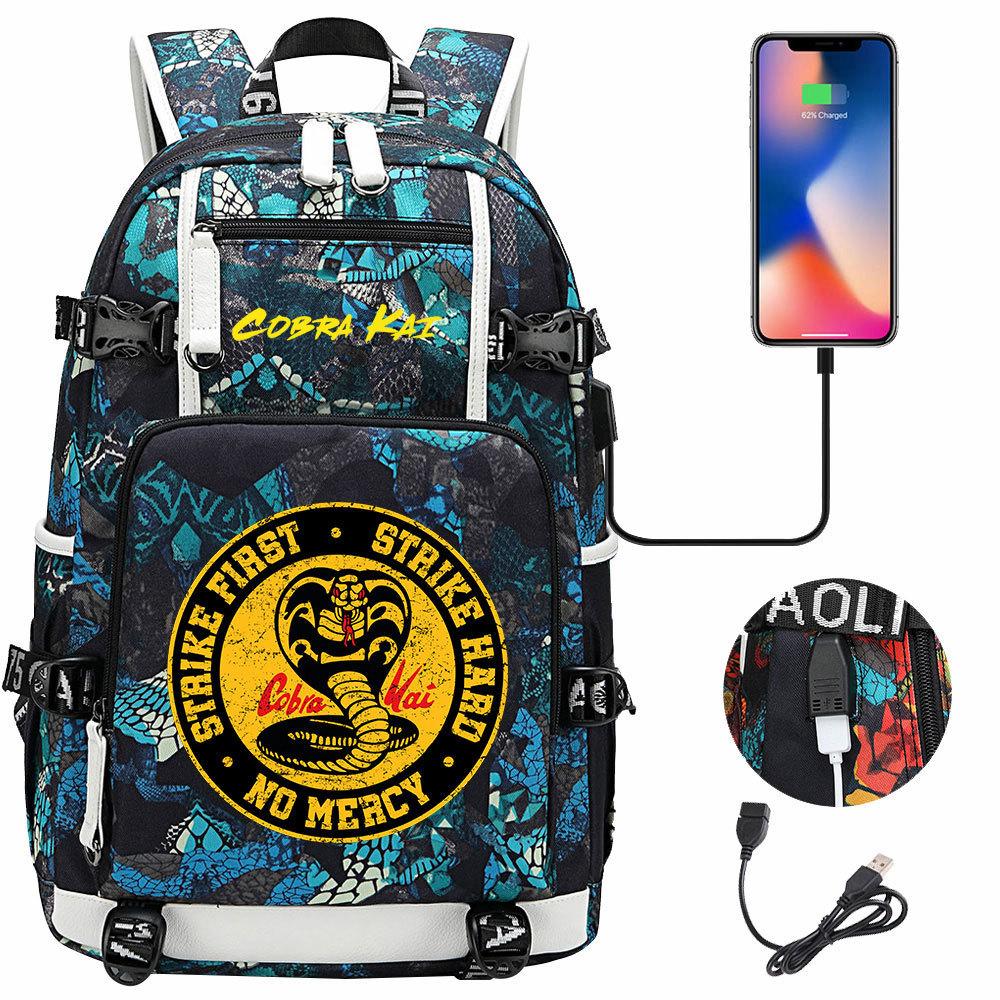 American Drama Cobra Print USB Teen Student Schoolbag Men and Women Leisure Large Capacity Travel Backpack