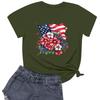 Women's Fashion Independence Day  Printed Round Neck Short Sleeved Casual T-shirt Top