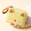 Women Cat PU Short Zipper Small Wallet Cartoon Multi-slot Fashionable Wallet