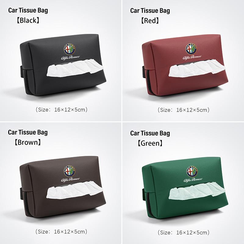 Car Leather Tissue Bag Tissue Storage Wrap For Alfa Romeo Giulietta Mito 159 Giulia Stelvio 156 147 Tonale Brera Disco Volante
