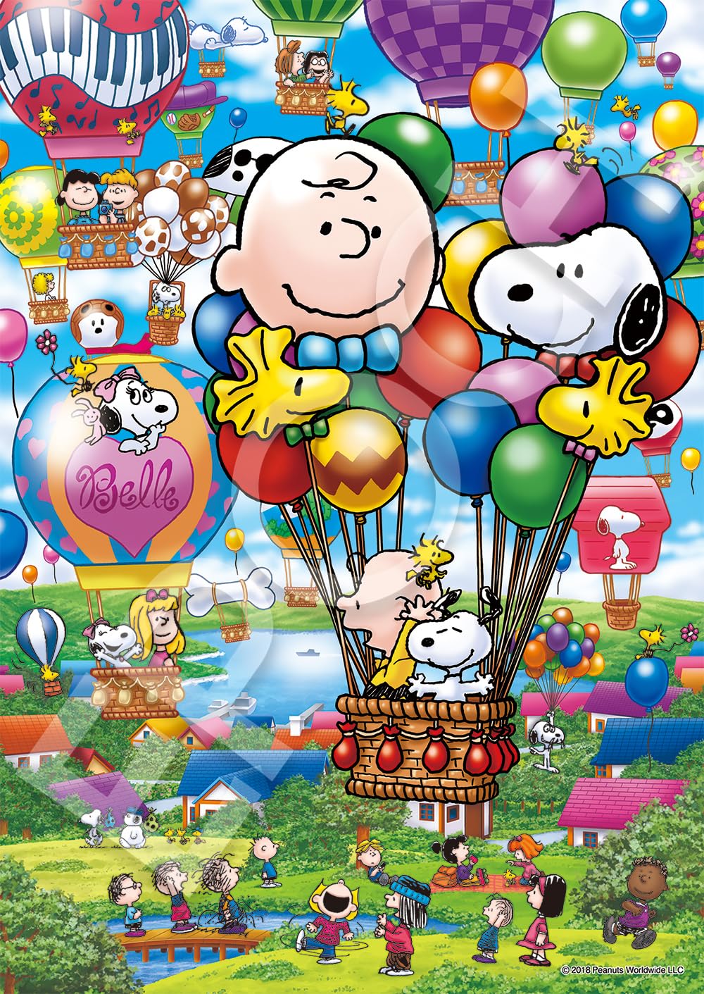 Epoch 108-Piece Jigsaw Puzzle PEANUTS Snoopy Balloon Flight 03-043 with Adhesive Spatula and Ticket