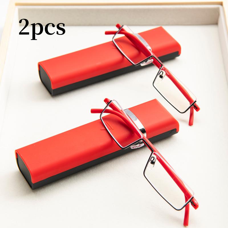 2Pcs Suit Fashion Square Prescription Glasses With Case Reaing Eyeglasses For Men Blue Light Blocking Glasses Suit +1.25+1.75+2.
