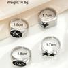 4 Pcs Punk Black Star Rings Set for Women Men Fashion HipHop Silver Color Geometric Thick Finger Ring Y2K Unisex Jewelry Gifts