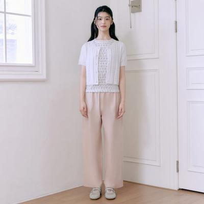 Women Crocheted Round Neck Short Sleeve Cardigan T264mcd251w