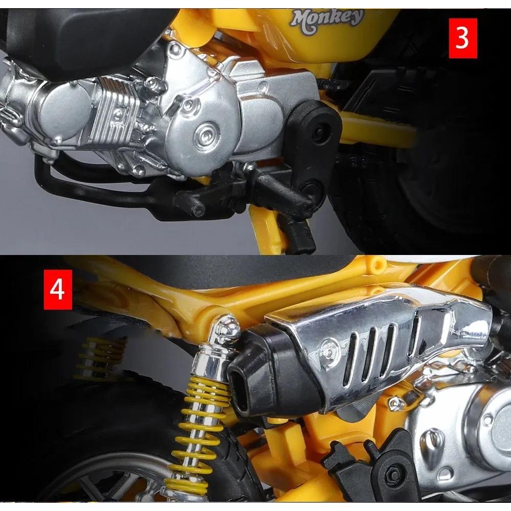 1/12 Honda Monkey 125 Alloy Motorcycle Model Die Cast Toy Vehicle Simulation Sound and Light Off Road Autocycle Collection Toys