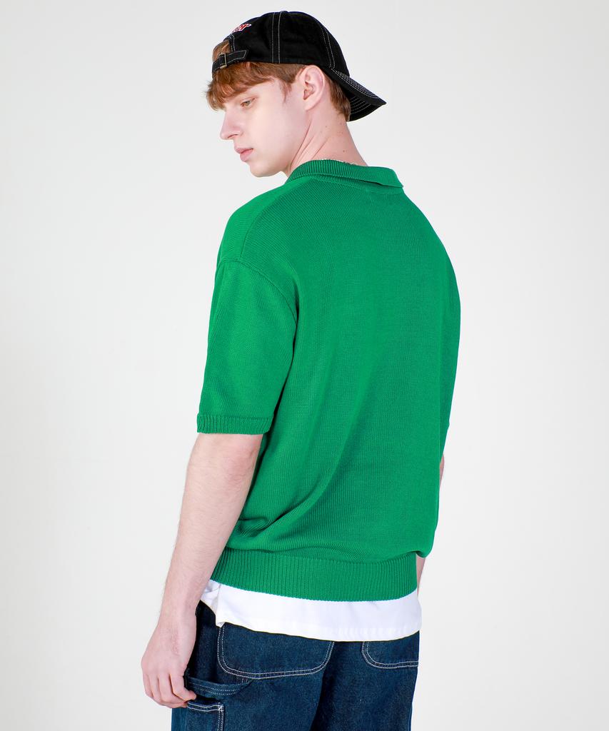 ESN Washable Collared Short Sleeve Knit Green