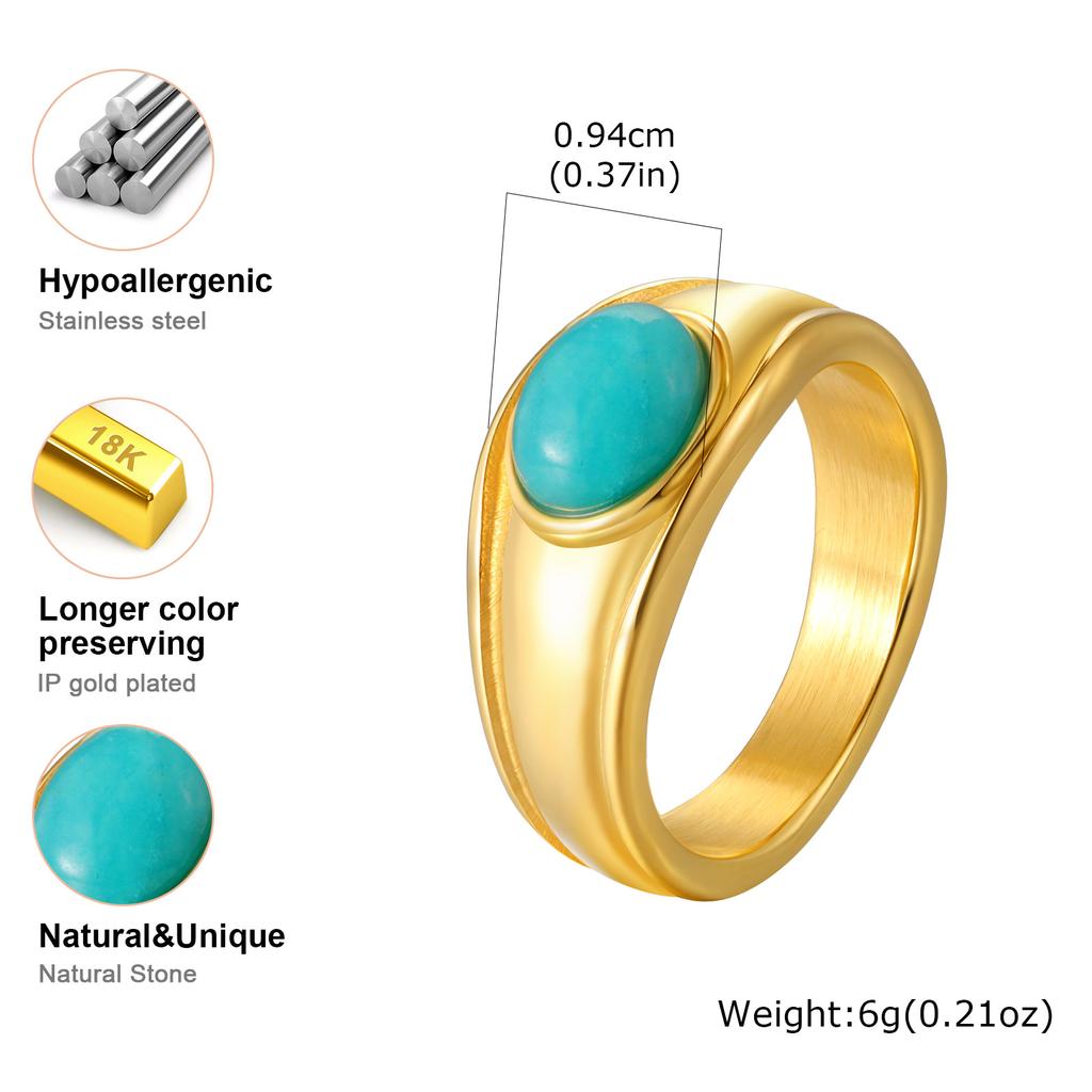 Boho Natural Stone Statement Ring for Women, Geometric Shield Multi Layer Open Band, Aesthetic Stackable Jewelry