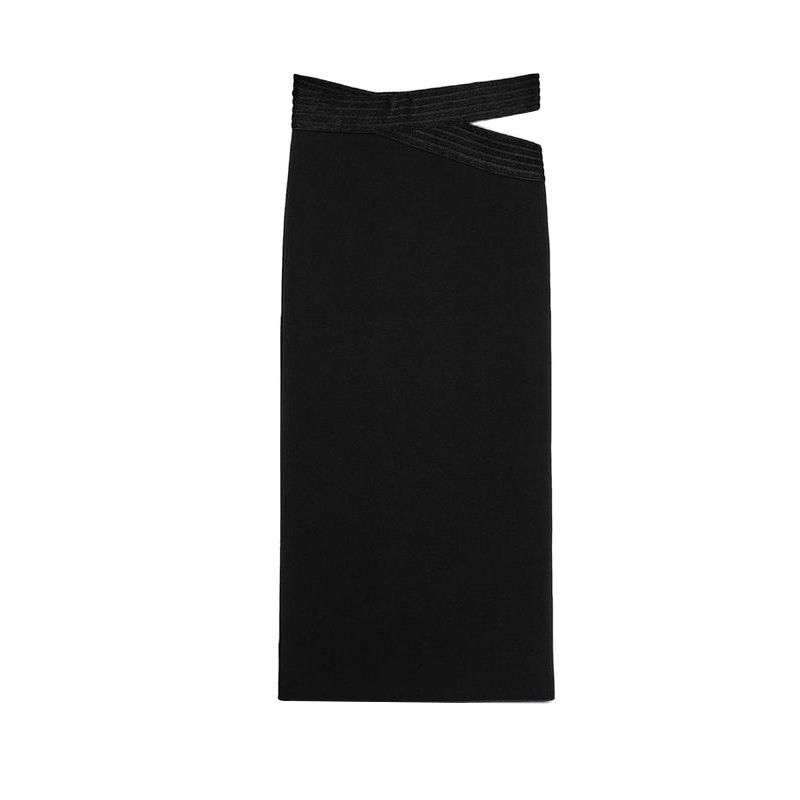 

Women s Spring Clothing French Style Design Mid Length Long Length Open Design Straight High Waist Stretch Skirt 5584182 Black L