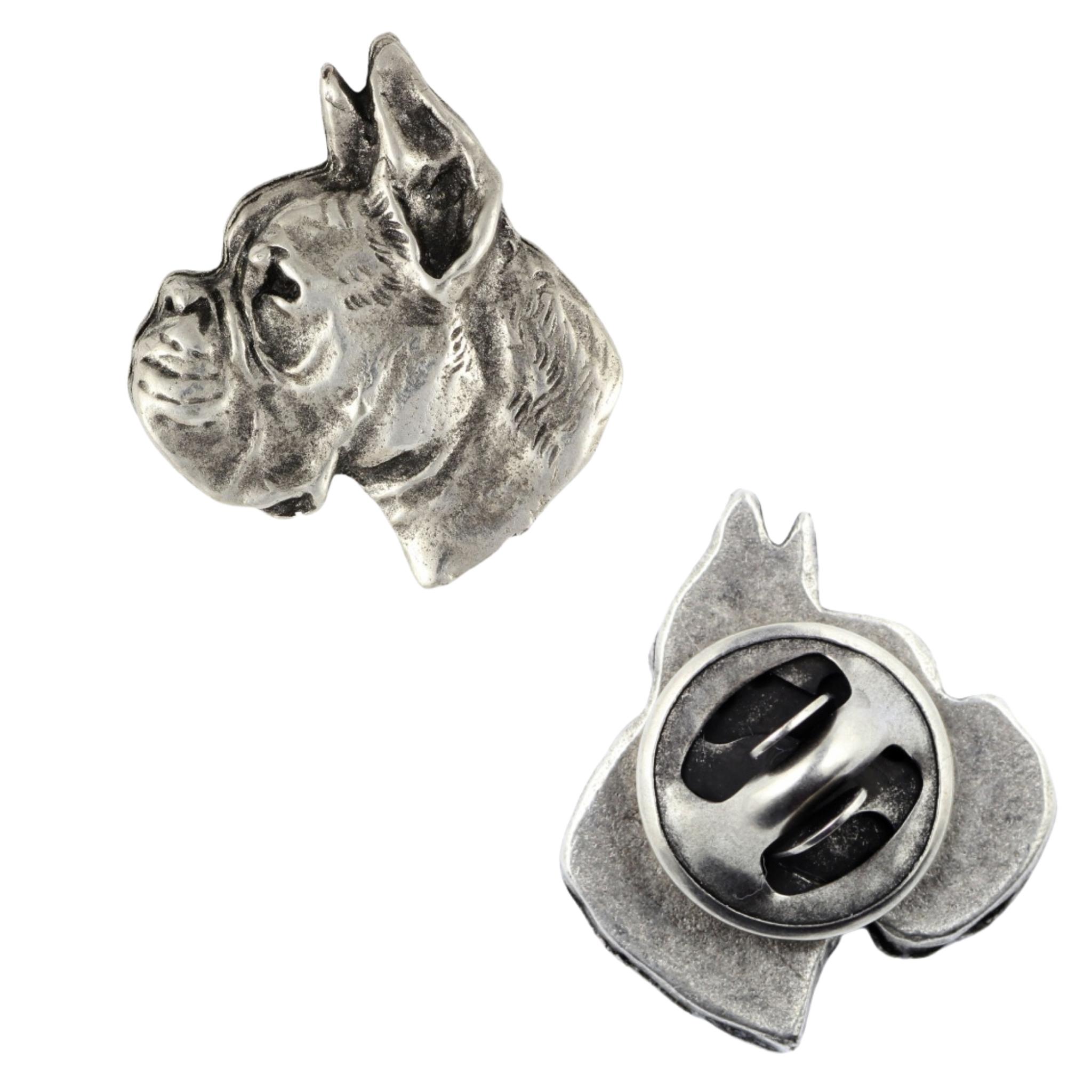 

Boxer, German Boxer I - Dog brooch in a gift box, elegant pin, lapel pin for Art-Dog brand jacket срібний