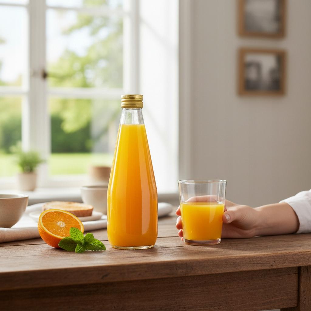 5x DROP JUICE BOTTLE 330ml + CAP GLASS BOTTLES FOR SYRUP AND LIQUEUR