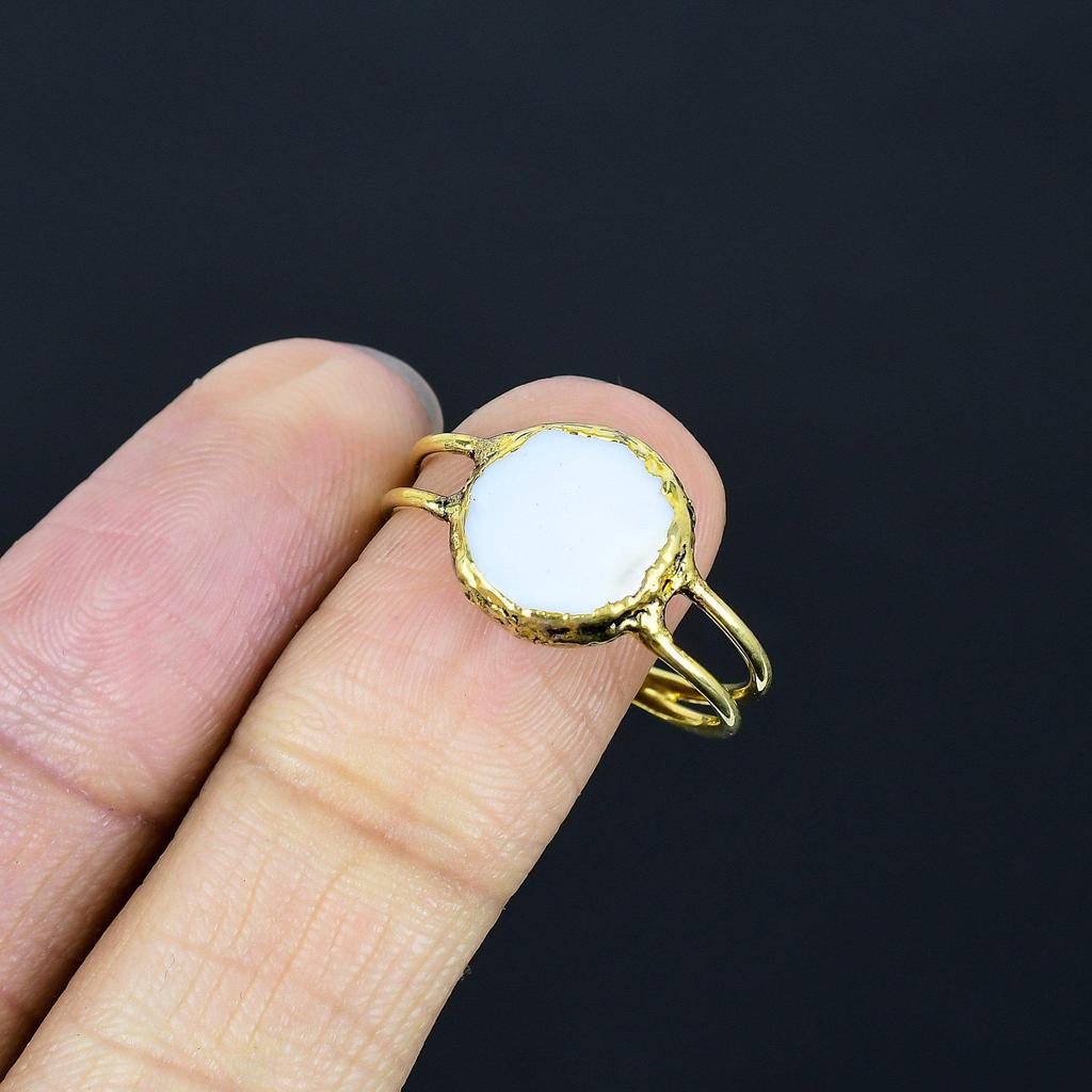 Clear Solar Druzy Handmade Gemstone Ring, Copper Electroformed Ring Antique Jewelry, Adjustable Ring Engagement Gift