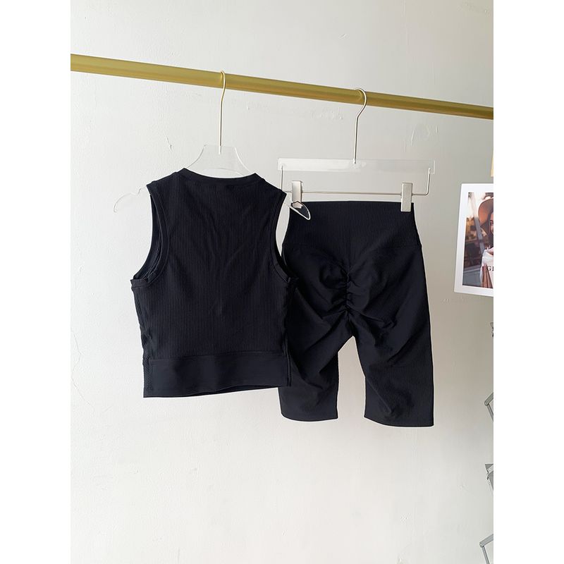 Lu Same Sports Suit Women 2025 New Arrival with Chest Pad Fixed Cup High Waist Hip Lift Fitness Yoga Shorts