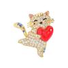 Cats Shaped Brooch Featuring Heart Detail Sturdy Alloy Craftsmanship Stylish Wearable Jewelry Pieces