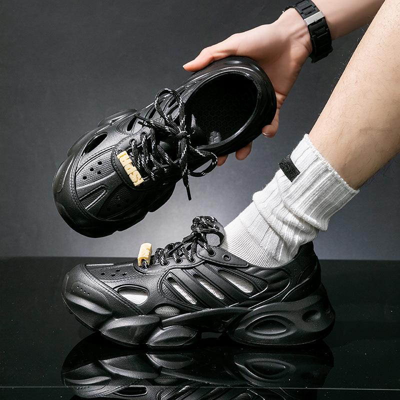 Fashion Dad's Cave Shoes Men's Summer Thick Bottom Water Drifting Beach Shoes Lightweight and Fashionable Lace up Sports Sandals Men