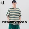 Fingercroxx Men's Striped Color-Blocked Short Sleeve T-Shirt
