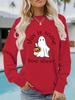 Women's Halloween Print Long Sleeve Crew Neck Sweatshirt for Autumn/Winter