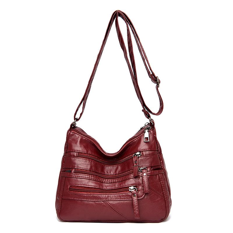 Women's 2021 Trendy Soft Leather Shoulder Bag - Large Capacity, All-Match, Middle-Aged Messenger Style
