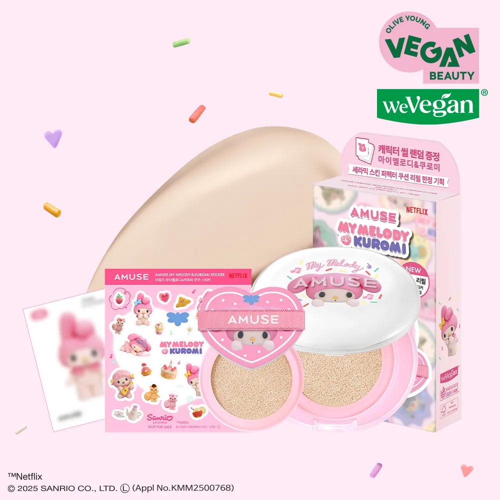 [MY MELODY EDITION] AMUSE Ceramic Skin Perfector Cushion (+Refill, Stickers) 01 Porcelain