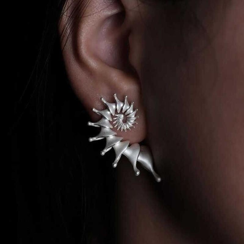 Ocean Inspired Conch Earrings Handcrafted Brass Studs Light Comfort Wear Ear Studs For Everyday Style Accessories