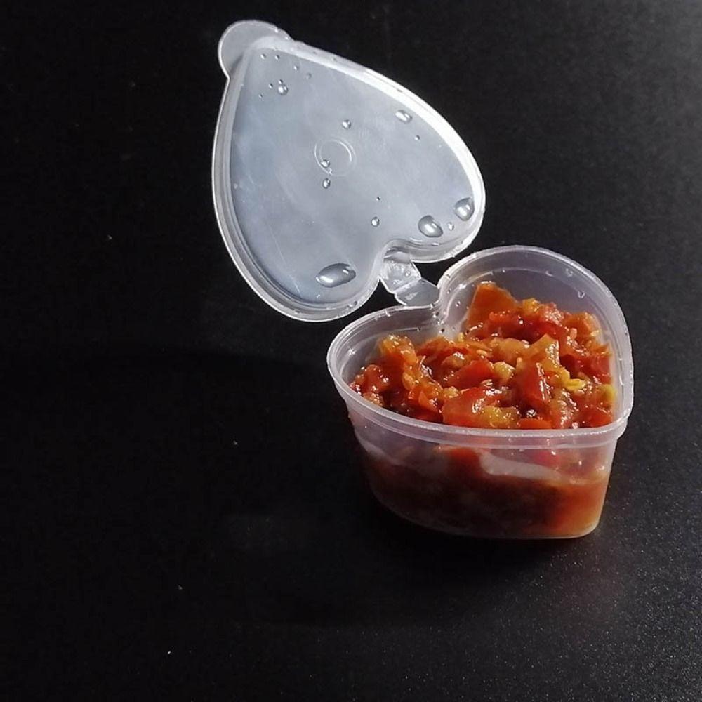 20pcs Transparent Love Shape Seasoning Box with Hinged Lids Pigment Paint Box Takeout Package