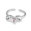 Bague Cœur Tridimensionnel en Argent 925 pour Femme Lan Zhi - Tendance, Ne se Décolore Pas, Ajustable.