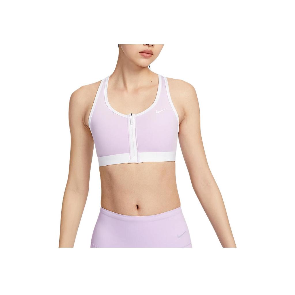 Nike Dri-Fit Swoosh Medium Support Padded Front-Zip Sports Bra Doll White Women IF0615-580