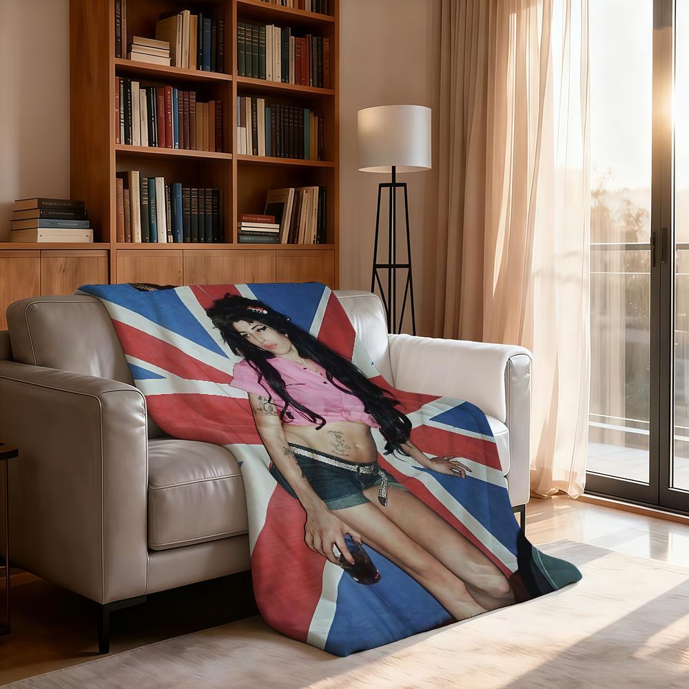 Vintage Famous Jazz Music Singer Amy Winehouse Blanket Soft Throw Blanket for Home Bedroom Sofa Picnic Office Cover Blanket Gift