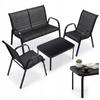 4-person Garden Lounge Set Metal and Textilene with Tempered Glass Table - 2-seater Sofa + 2 Armchairs - Campela (CA0146)