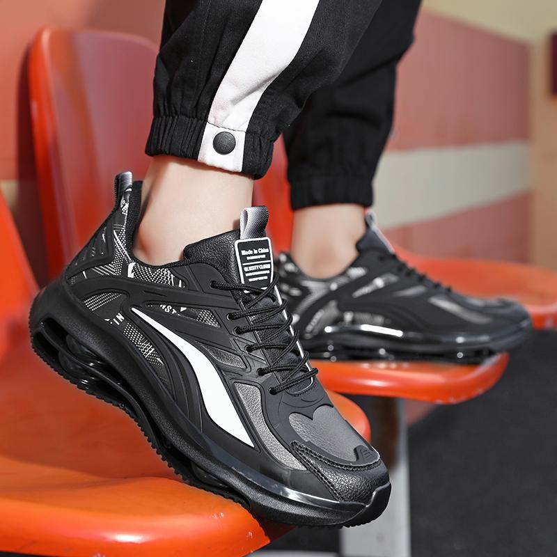 Men’s White Height Increase Street Style Sport Running Black Thick Sole Sneakers Retro Basketball Shoes Large Size for Students